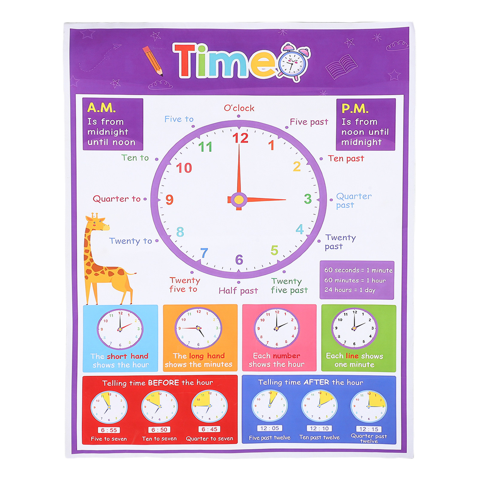 Time Teaching Poster for Kids  - огляд і ціна Kids Education Wallpaper