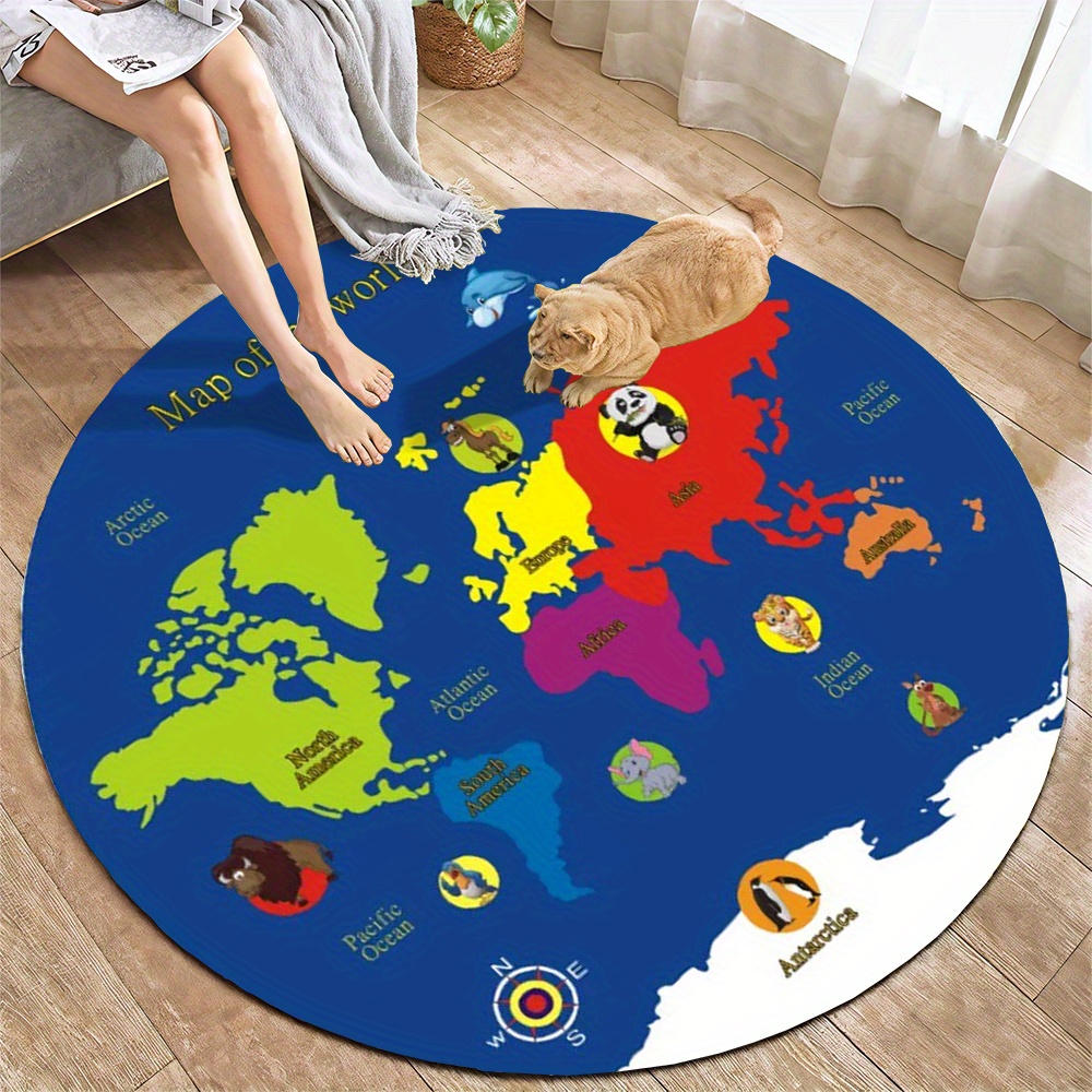 World Map Round Rug Flannel Ed - огляд і ціна Kids Education Room