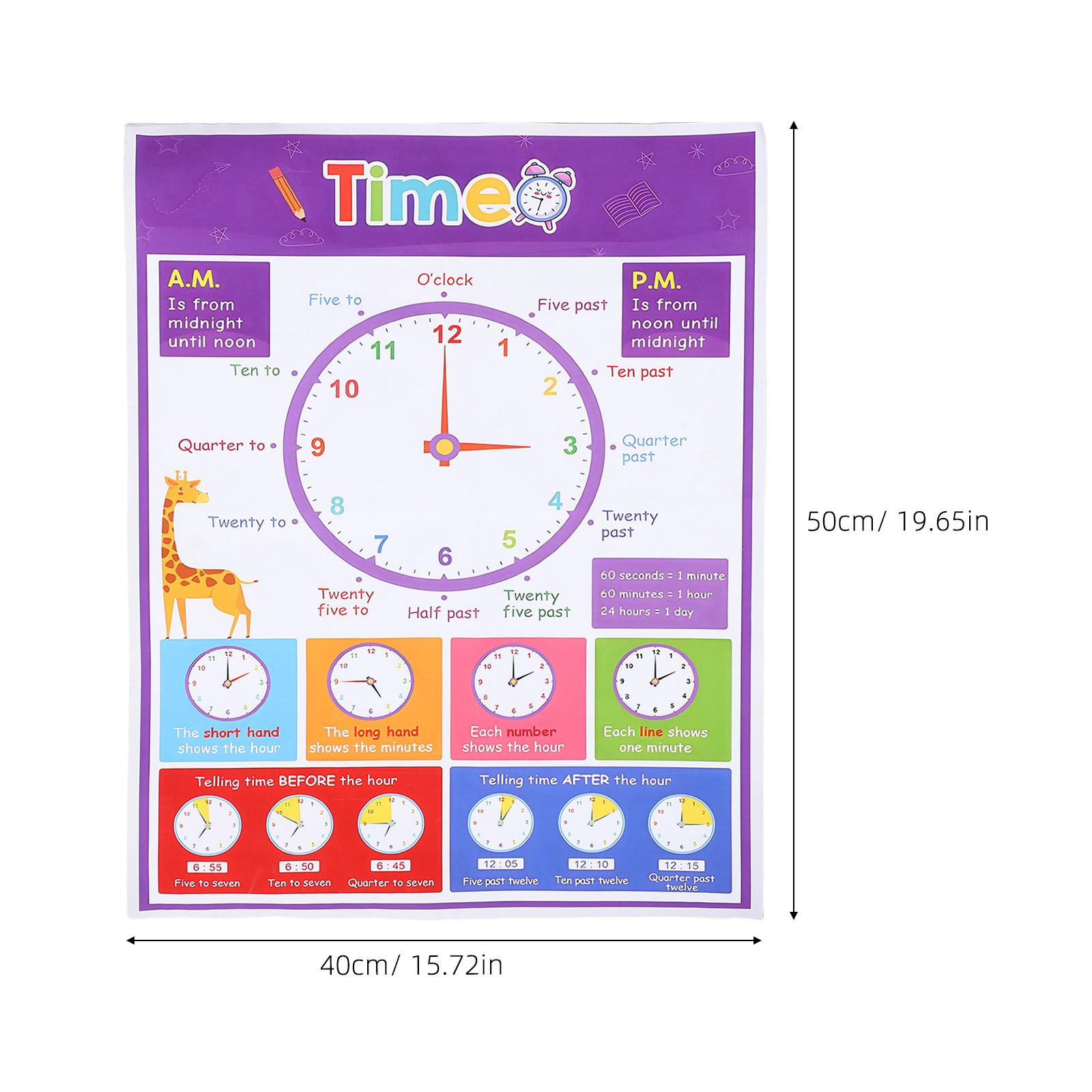 Time Teaching Poster for Kids  - огляд і ціна Kids Education Wallpaper